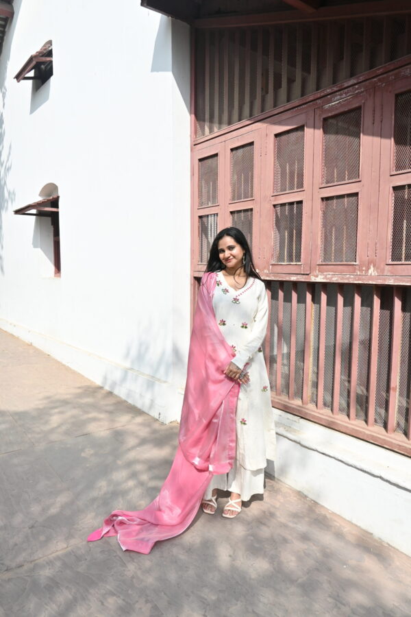 White Lotus Set (Kurti + Plazo + Duppata)