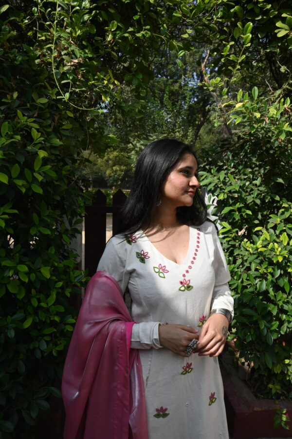 White Lotus Set (Kurti + Plazo + Duppata)
